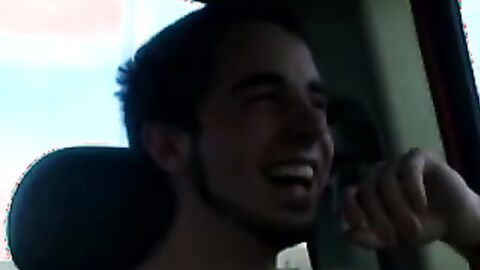 Solo car jerking off amateur tattooed twink in the back