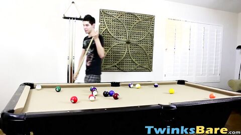 Twinks end up barebacking after playing pool turns them on