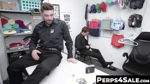Tatted security officer sucked and milked by twink buddy