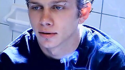 Hot Ian Madrox was caught smoking and jacking off in the bathroom