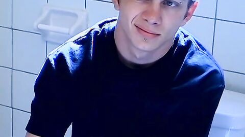 Hot Ian Madrox was caught smoking and jacking off in the bathroom