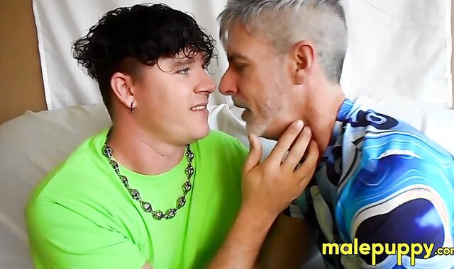 Leo Blue and Richard Lennox explore and taste each otherâs mouth with some kissing