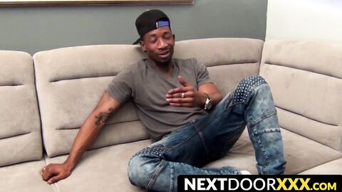 NextDoorXXX.com - Cute ebony twink gets his bubble butt barebacked by inked jock
