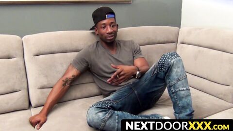NextDoorXXX.com - Cute ebony twink gets his bubble butt barebacked by inked jock