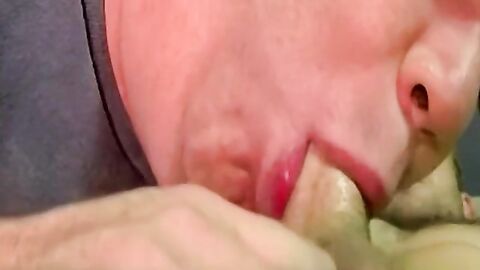 Cute young amateur dick sucked by chubby pervert