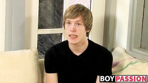 Interviewed young man Corey Jakobs masturbates and cum
