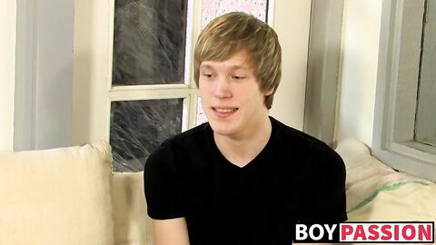 Interviewed young man Corey Jakobs masturbates and cum