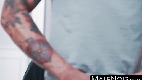 MaleNoir.com - Black security guard anally fucks his Asian customer hard and rough wi