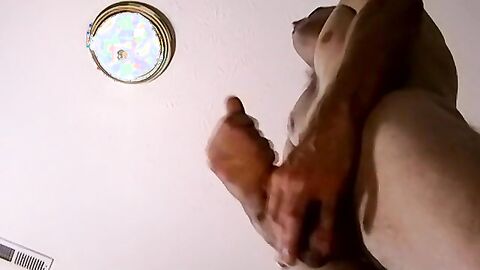 Hunky amateur dude with mustache masturbates solo on video