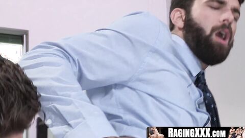 RagingXXX.com - A handsome bearded gay anally fucked by his muscular boss