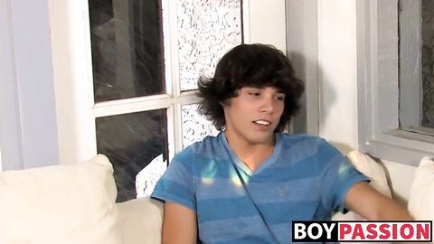 Young bloke fingers his ass and masturbates after interview