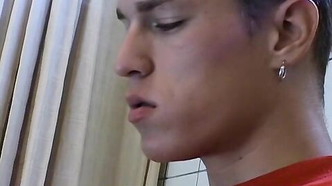 Attractive Yuri fires up his cig and sits on the toilet for his hot smokin and stroki