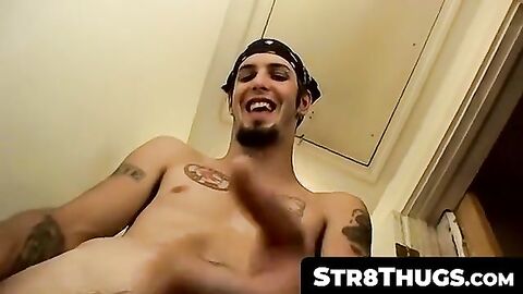 Str8Thugs.com - Goatee thug Axel's messy load jerk-off session with a cumshot finale