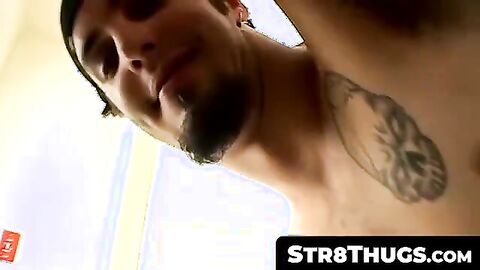 Str8Thugs.com - Goatee thug Axel's messy load jerk-off session with a cumshot finale
