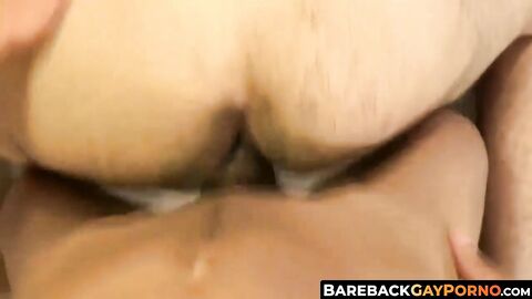 BarebackGayPorno.com - Hairy Brandon Atkins spreads wide for Carlos Romero's massive