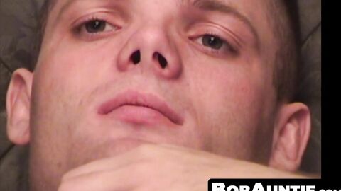 BobAuntie.com - Amateur dude jerks off as he receives balls licking intensely