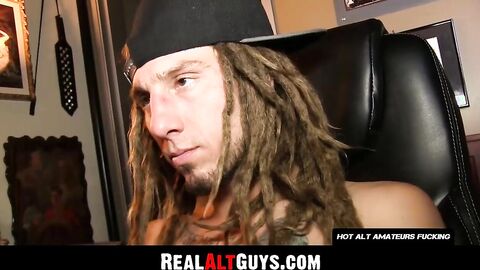 RealAltGuys.com - Tattooed skater twink with dreads masturbates his hard pecker and s