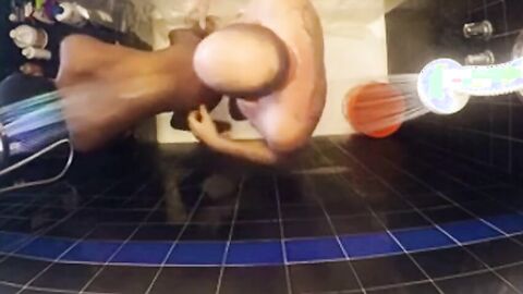 Daddy's Interracial Bareback Shower Fuck