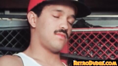 RetroDudes.com - Handsome homo strokes BBC while deviants enjoy bareback fun