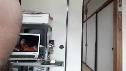 Mature Japanese Gay Man Strokes Small Cock and Cums