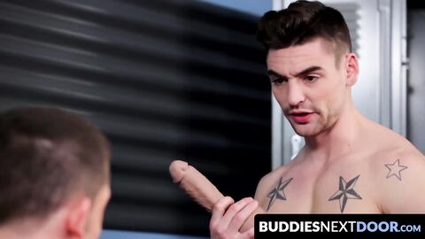 BuddiesNextDoor.com - Johnny bends Drake Tyler over a workout ball for an intense ana