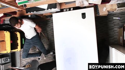 BoyPunish.com - Tattooed ebony thief's hard,raw barebacking by a horny,dominant sec