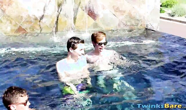 Jasper Robinson having a wild threesome fucking by the pool