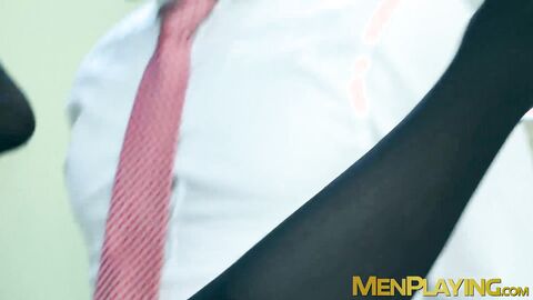 Bearded businessman Miguel Angel bareback barber banging