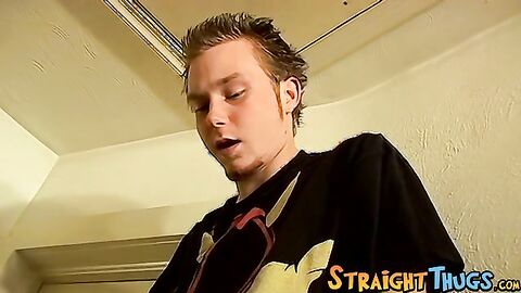 Straight skinny thug jerks off his cock solo and cums