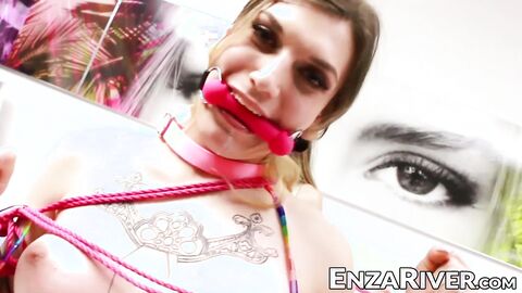 Tgirl River Enza spanking and dildo drilling naughty tbabe
