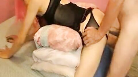Pink-Haired Crossdresser Takes a Huge Cock Bareback