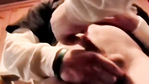 Gay amateur sucks a big fat cock in kinky threesome