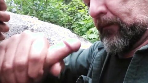 Older Man Sucks Young Cock Outdoors
