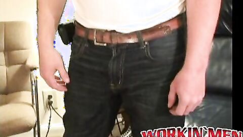Hairy stud strokes his massive dick and shoots thick loads