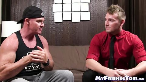 Young homo Jake Karhoff jacks off while foot worshiped