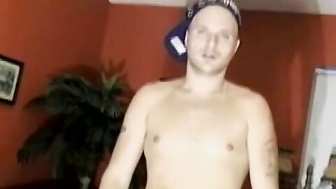 Solo amateur toys with his throbbing cock and cums