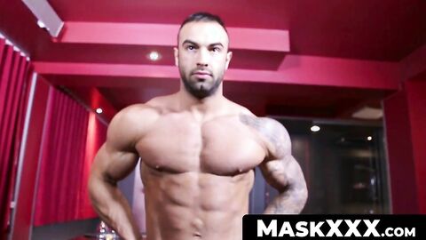 MaskXXX.com - Calving's ripped inked physique shines during masturbation