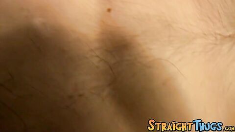 Athletic straight jock masturbates solo and cums on camera