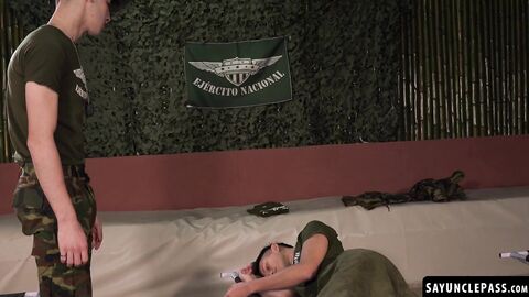 Mateo Roger pranking cadet Frank Bauer turns into hazing fuck