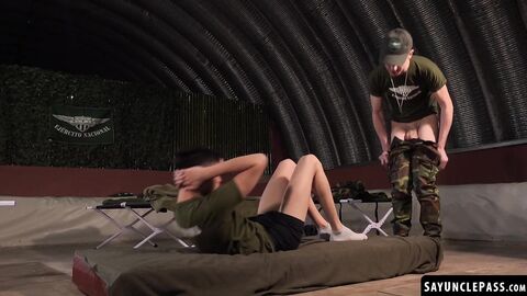 Mateo Roger pranking cadet Frank Bauer turns into hazing fuck