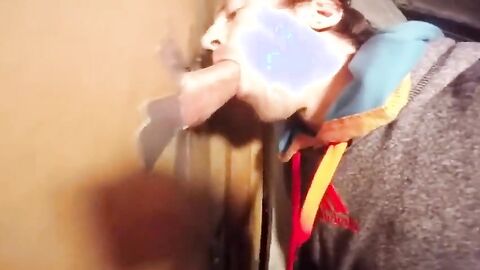 Twink Takes Big Cock at Glory Hole, Gets Mouth Full of Cum