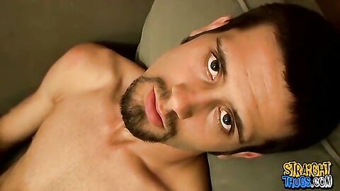 Horny and hairy straight guy Pimp has a load in his balls