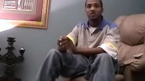 Black amateur stud masturbates for the camera and cums hard
