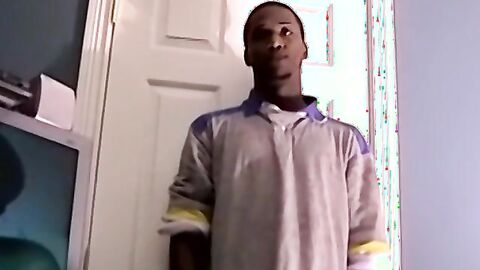 Black amateur stud masturbates for the camera and cums hard