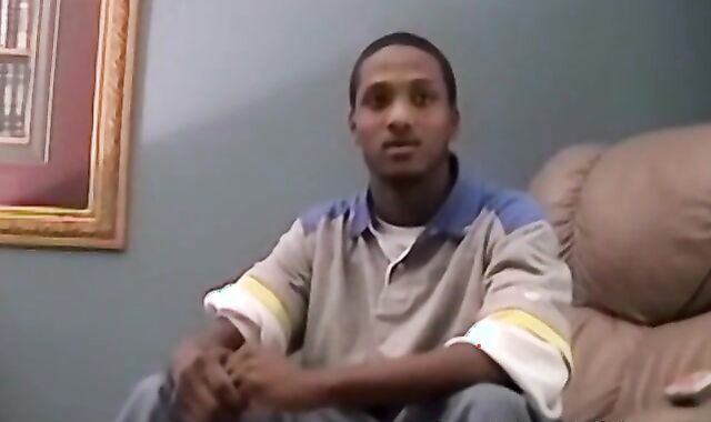 Black amateur stud masturbates for the camera and cums hard
