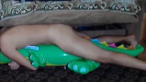 Twink Rides His Inflatable Alligator Sex Toy