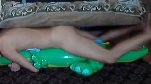 Twink Rides His Inflatable Alligator Sex Toy