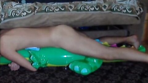 Twink Rides His Inflatable Alligator Sex Toy