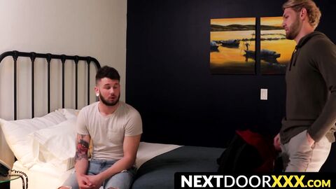 NextDoorXXX.com - Young man wakes up to his lover's mouth wrapped around his cock