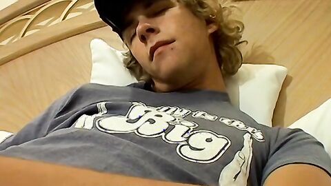 Blonde Casey Wood pulled out his eleven inches cock and rubbed it passionately